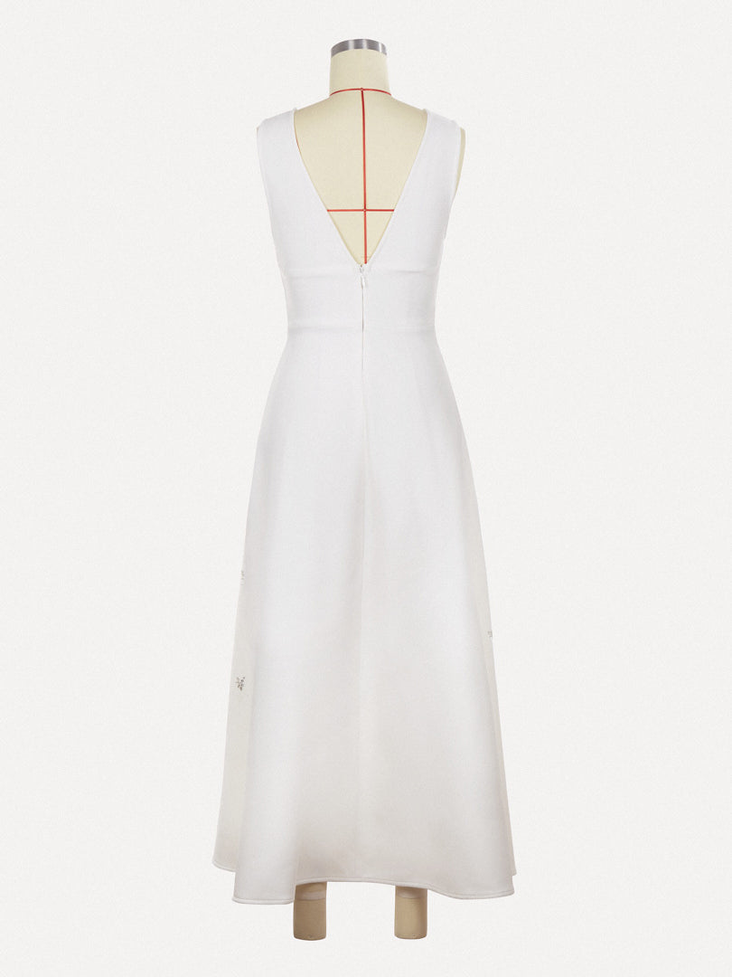 Patchwork Diamonds V-neck Long Dress