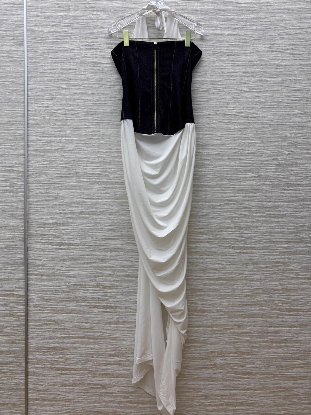 Hit Color V-neck Sleeveless Long Dress
