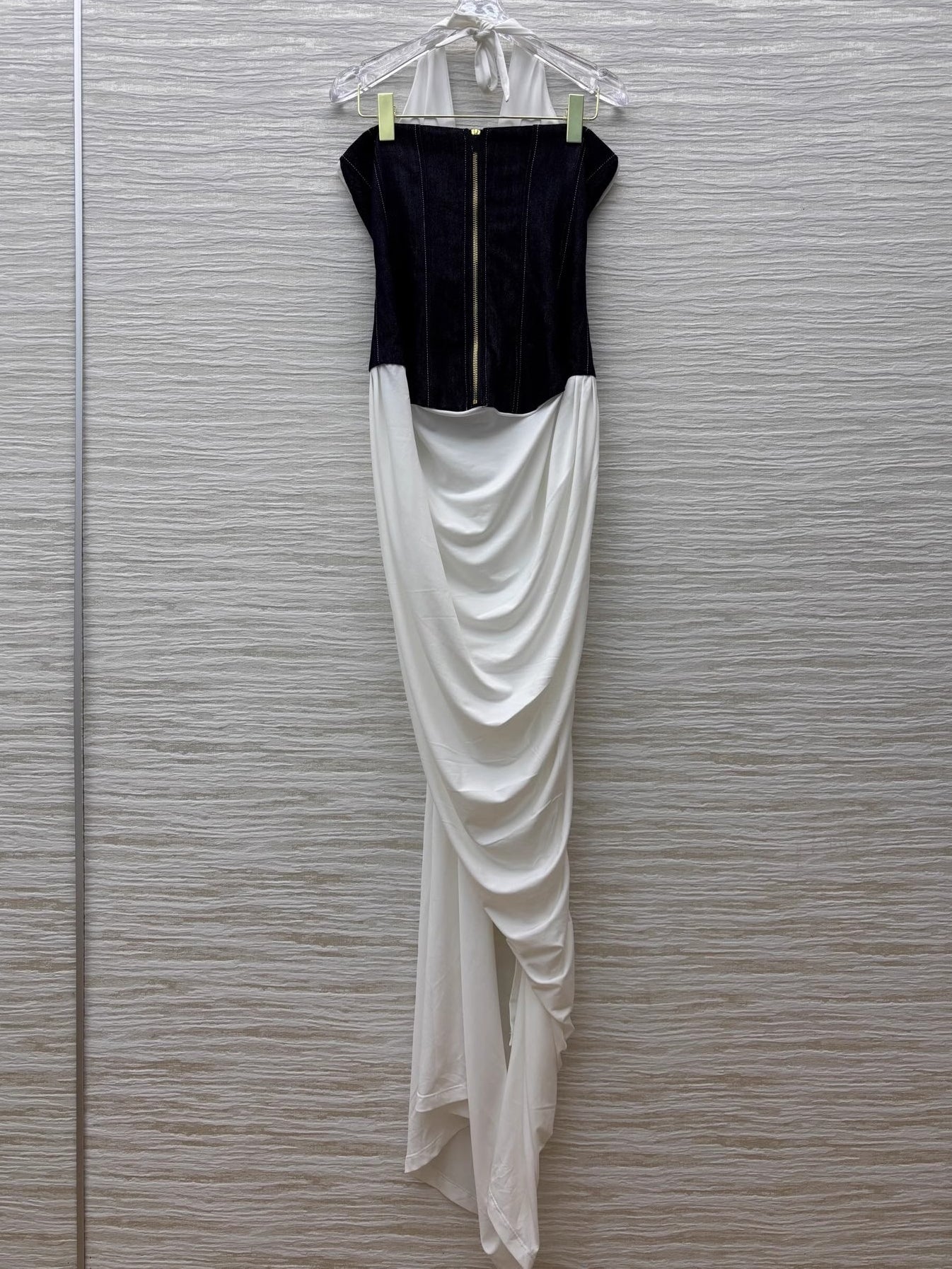 Hit Color V-neck Sleeveless Long Dress