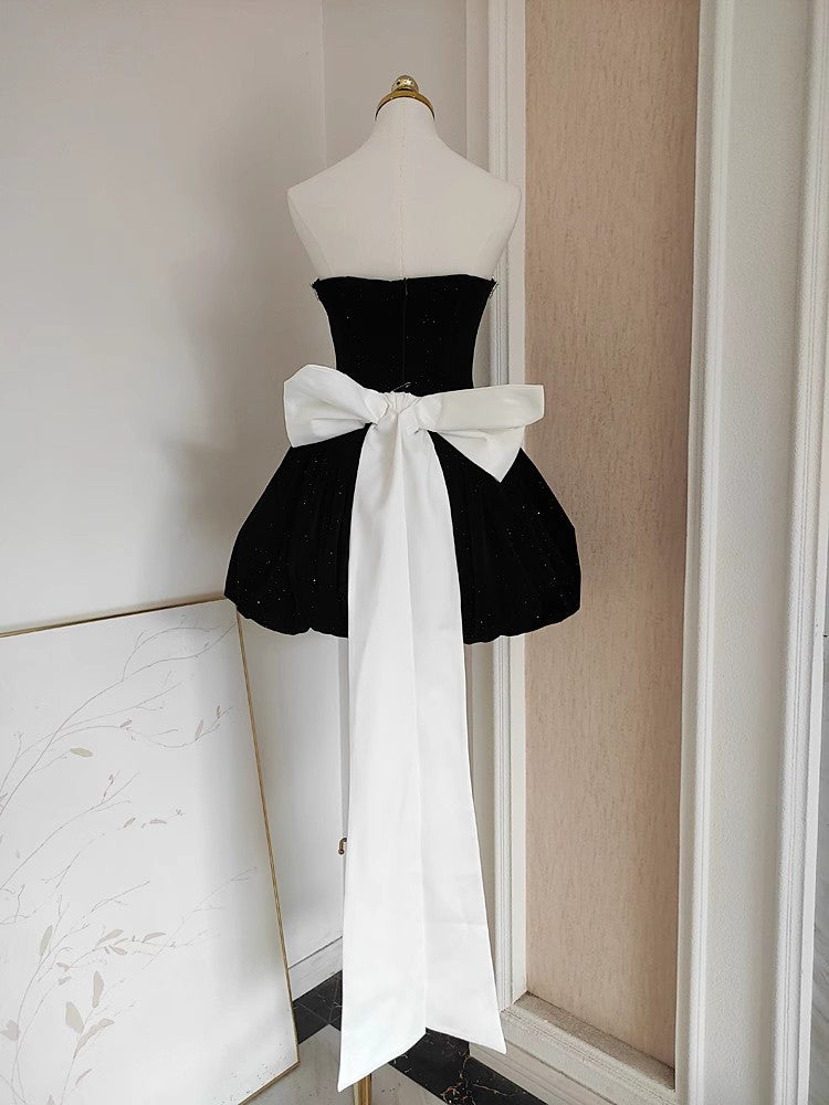 Patchwork Bowknot Diamonds Short Dress
