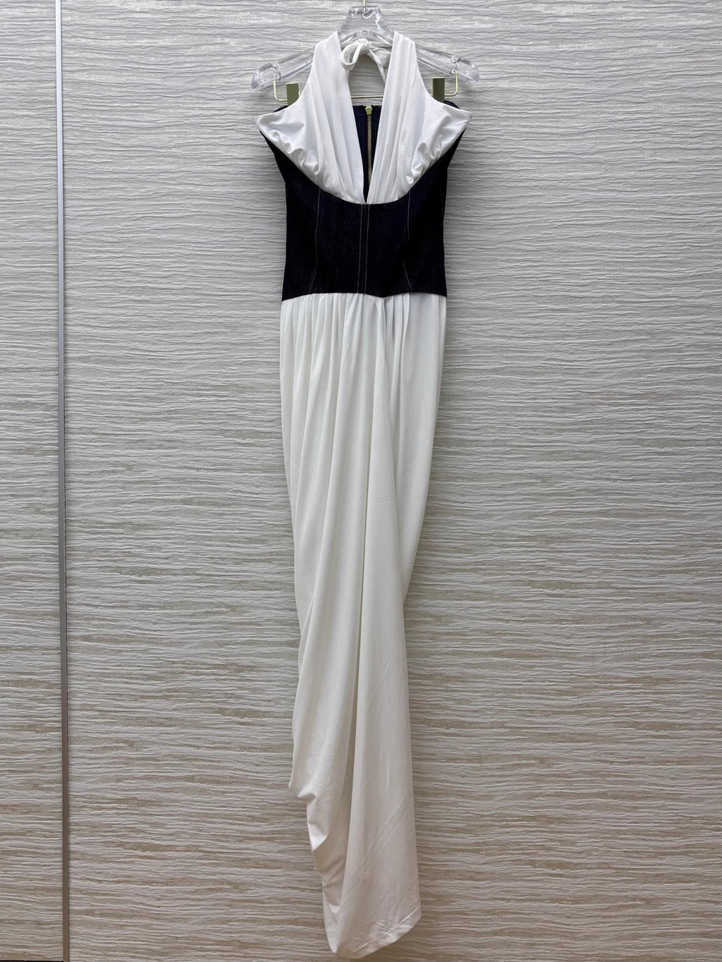 Hit Color V-neck Sleeveless Long Dress