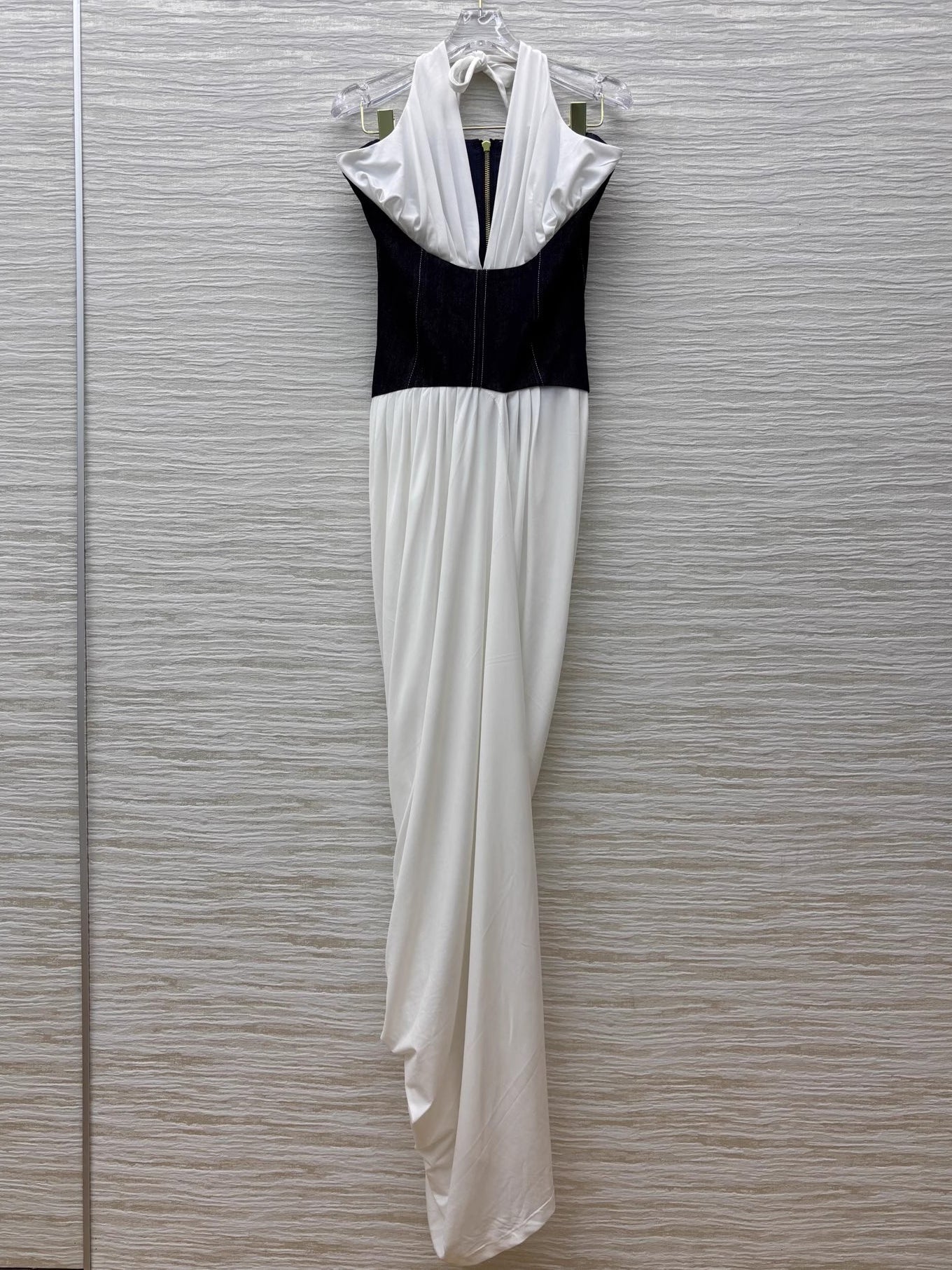 Hit Color V-neck Sleeveless Long Dress