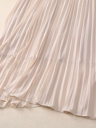 Elegant Sleeveless Pleated Long Dress