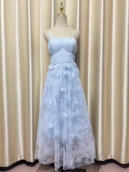 Elegant Solid Patchwork Mesh Midi Dress