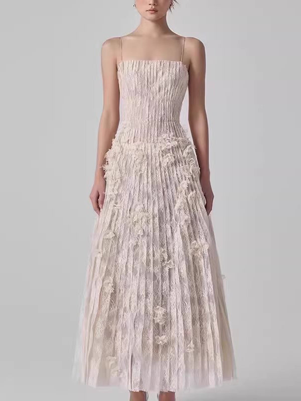 Elegant Solid Patchwork Mesh Midi Dress