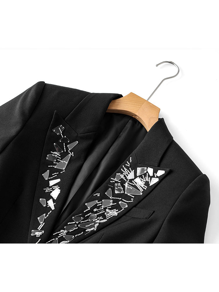Elegant Solid Lapel Patchwork Jacket