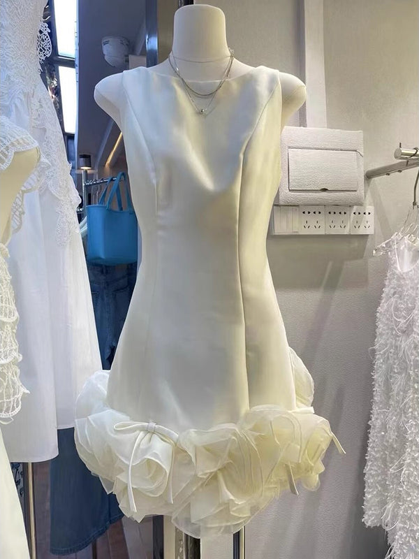 Patchwork Mesh Bowknot Mini Dress