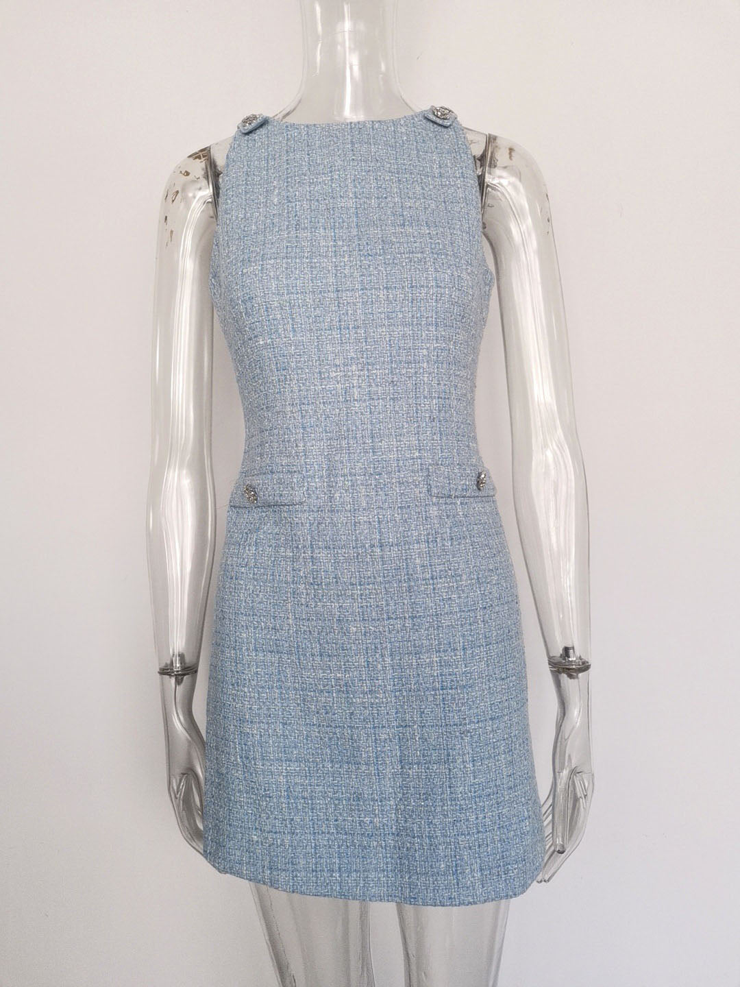 Sleeveless Solid Patchwork Short Dress