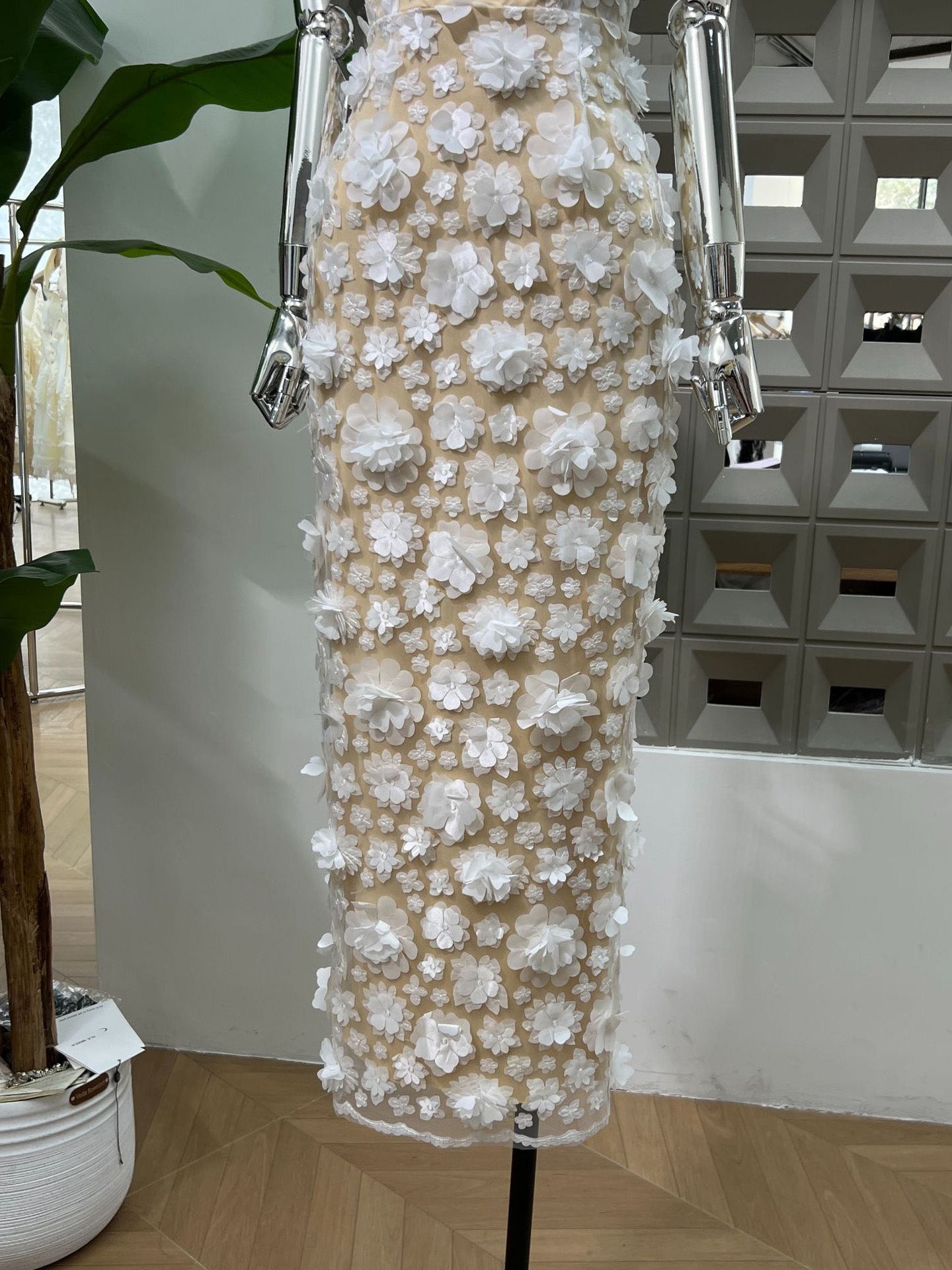Off Shoulder Patchwork Flower Long Dress