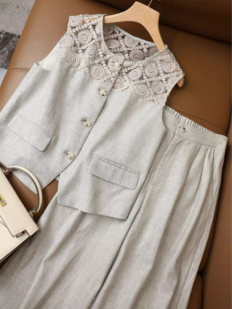 Sleeveless Solid Two Piece Set