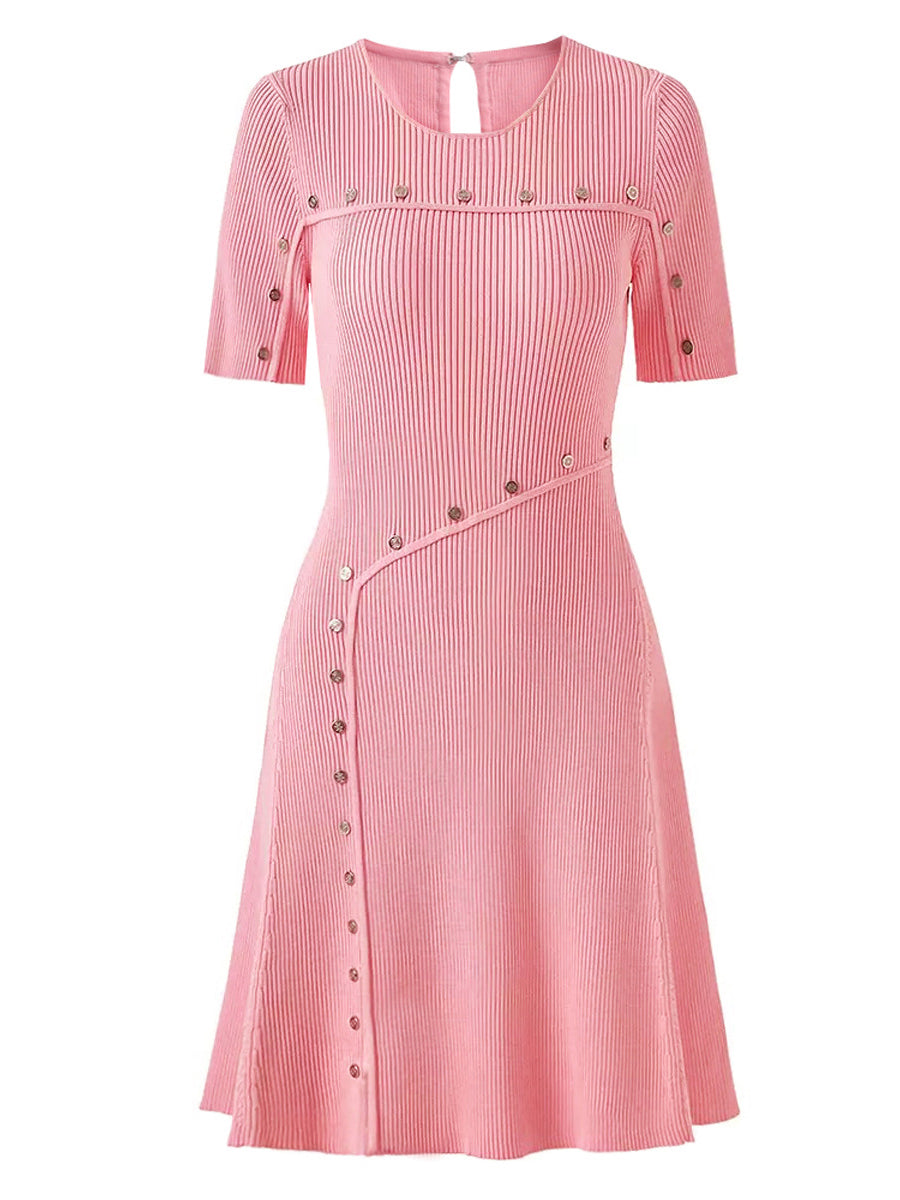 Round Neck Patchwork Short Dress