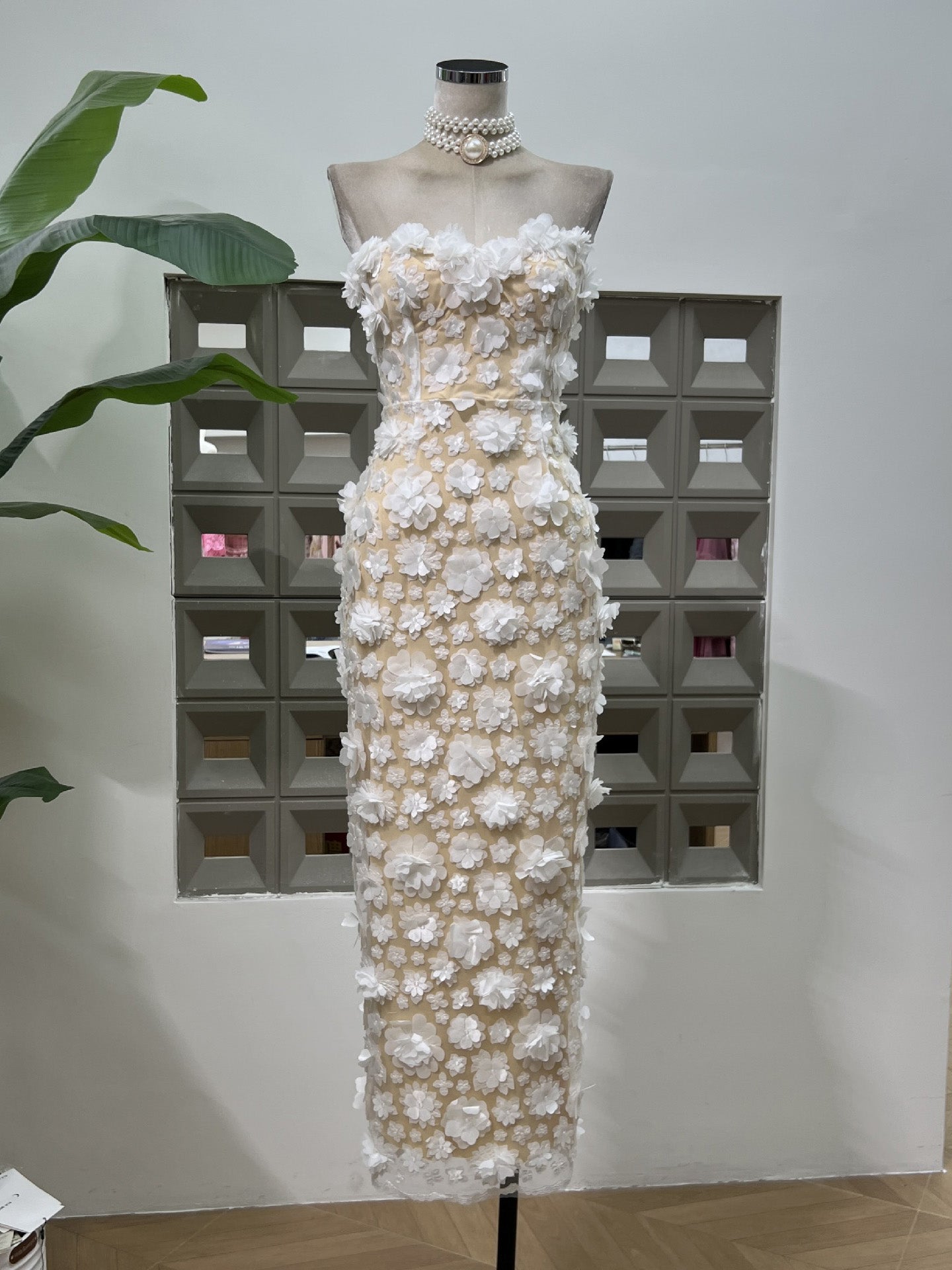 Off Shoulder Patchwork Flower Long Dress