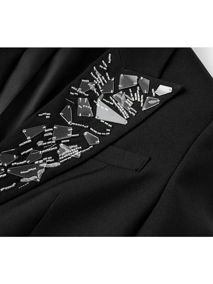 Elegant Solid Lapel Patchwork Jacket