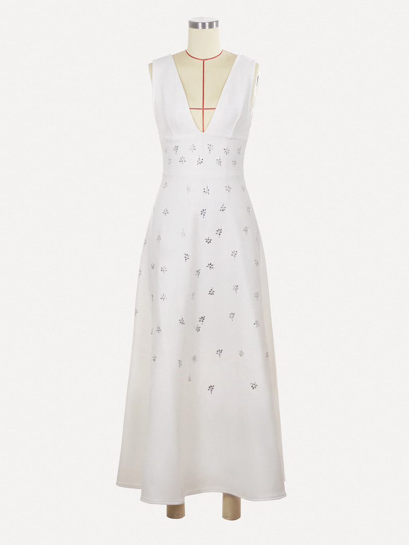 Patchwork Diamonds V-neck Long Dress