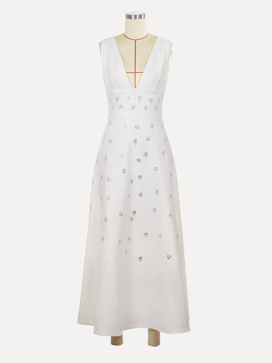 Patchwork Diamonds V-neck Long Dress