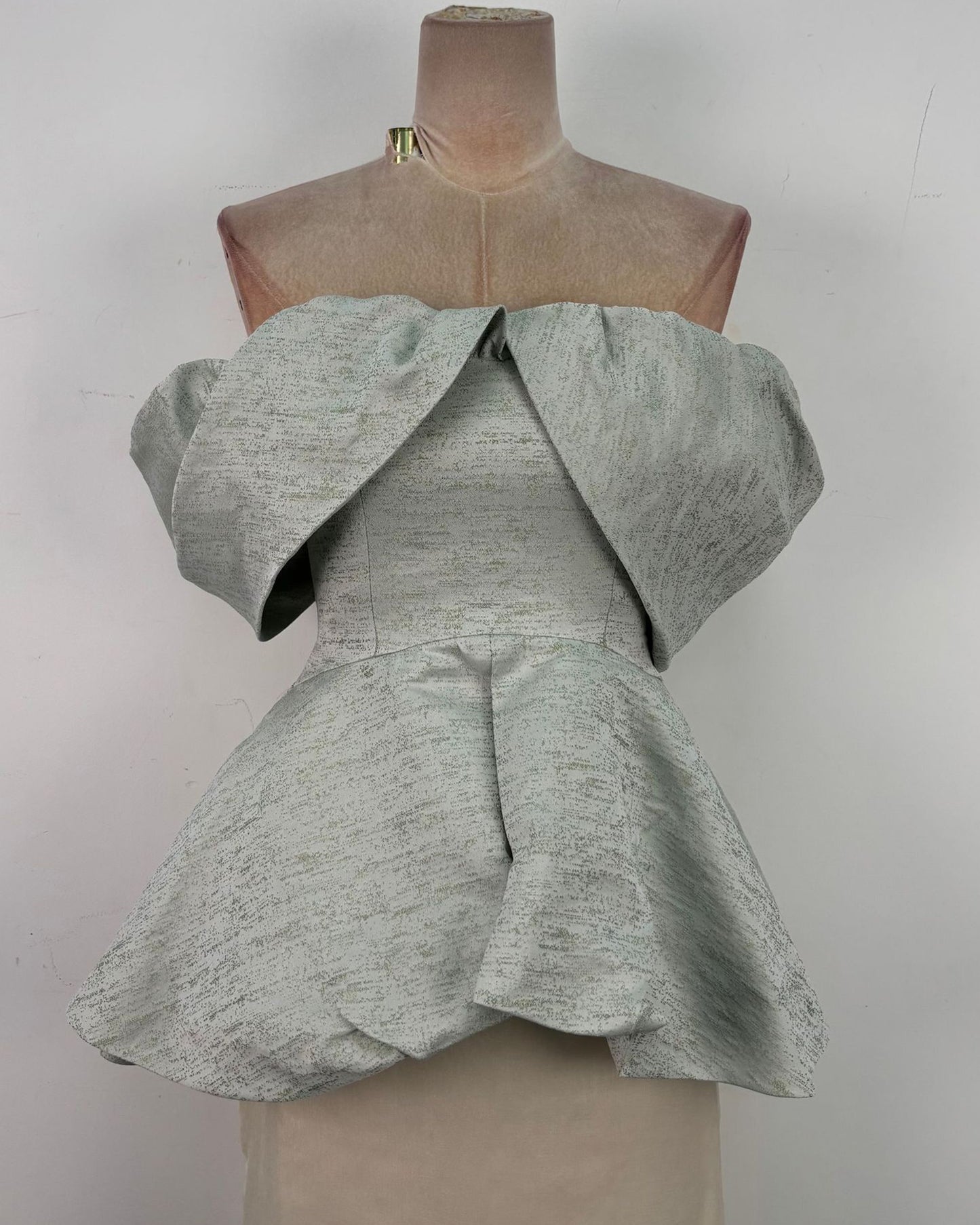 Green Off Shoulder Peplum Top Maxi Skirt Elegant Set