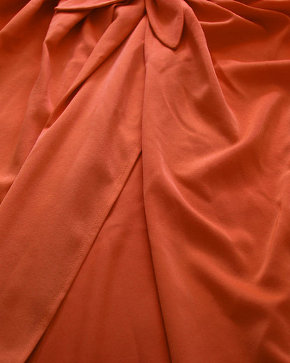 Orange Sleeveless 3D Flower Cutout Ruched Dress