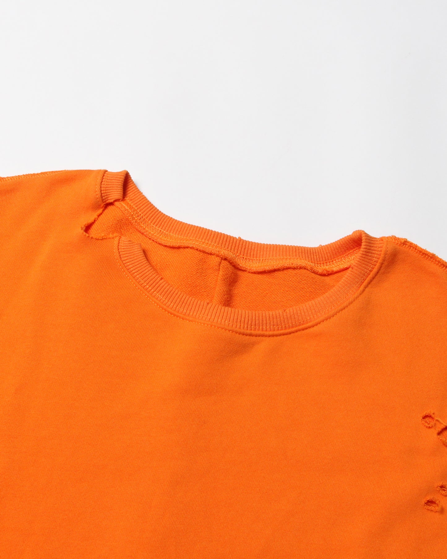 Orange Distressed Oversized Crewneck Sweatshirt