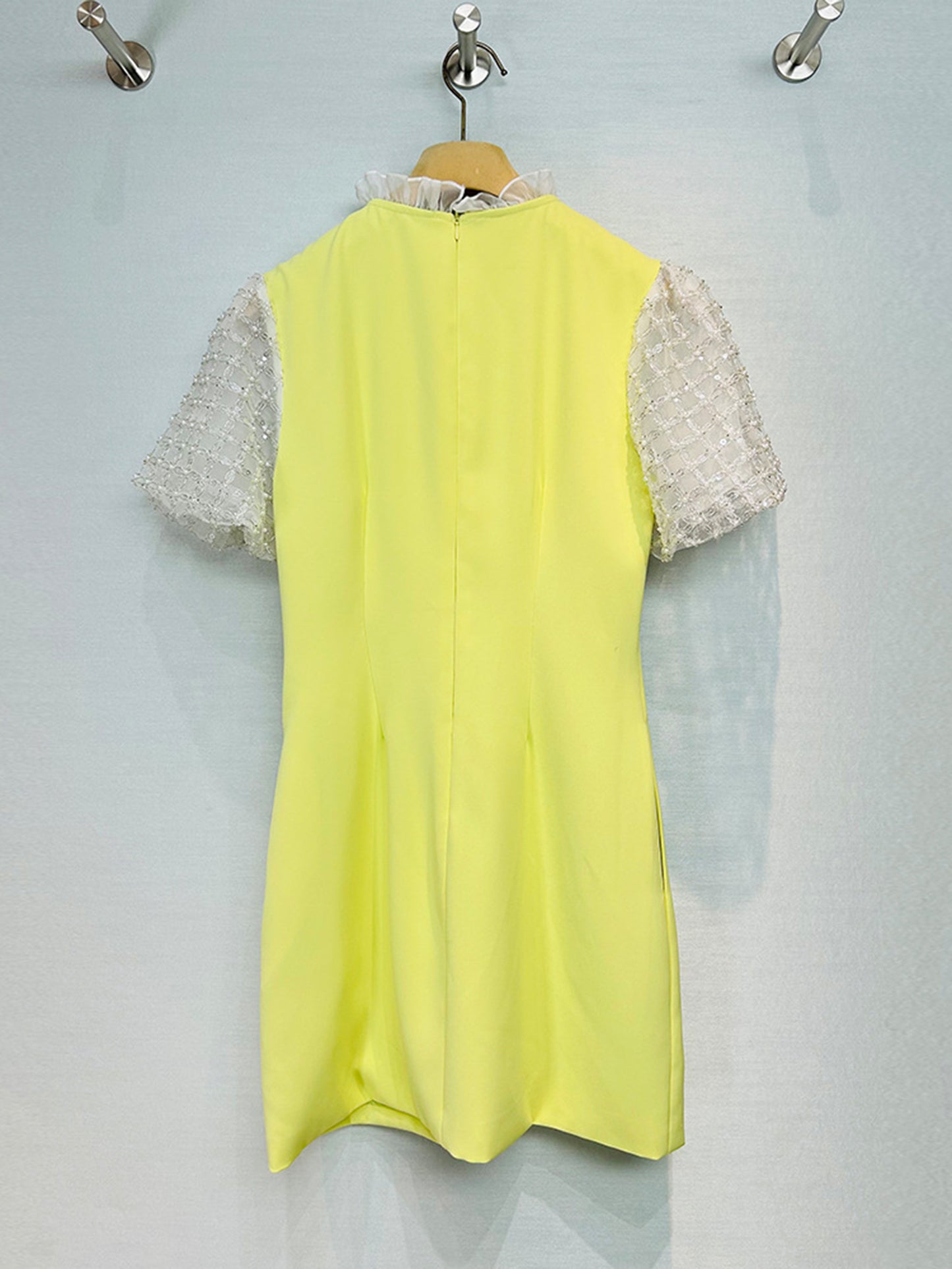 Patchwork Mesh Sequins Solid Short Dress