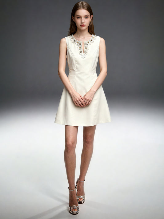 Patchwork Sequins Diamonds Short Dress