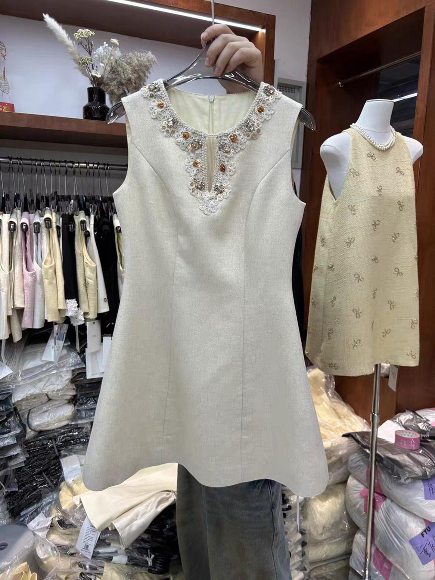 Patchwork Sequins Diamonds Short Dress