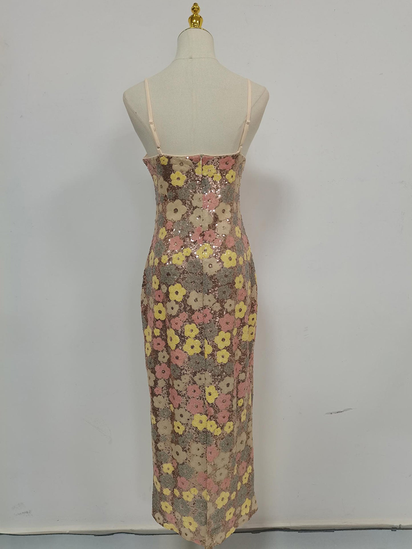 Patchwork Starp Flower Long Dress
