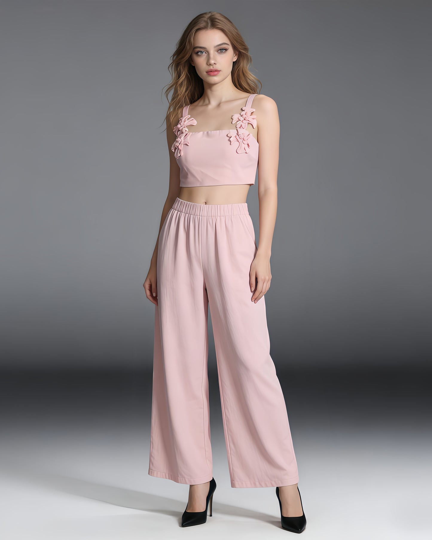 Pink 3D Floral Asymmetric Vest