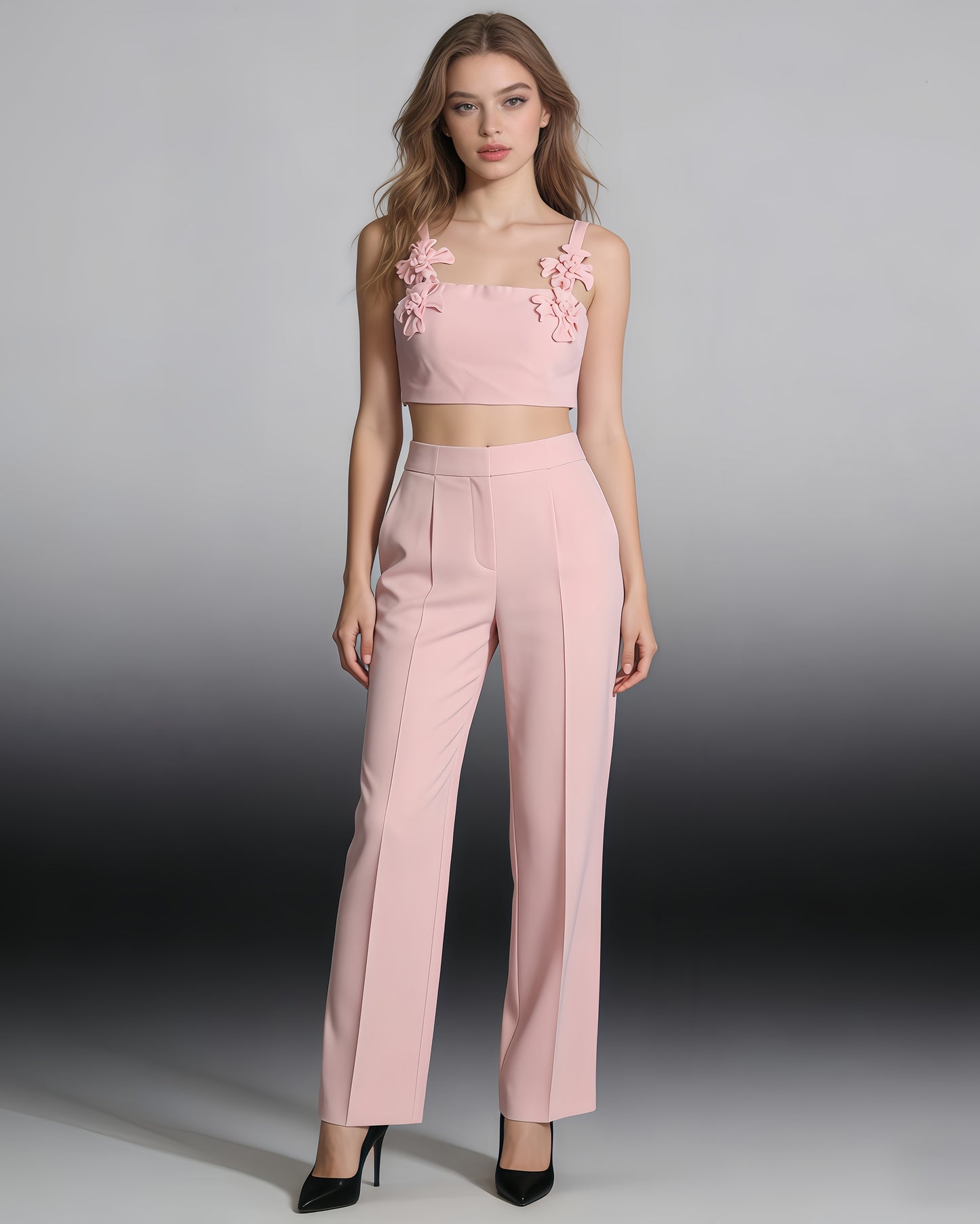 Pink 3D Floral Asymmetric Vest