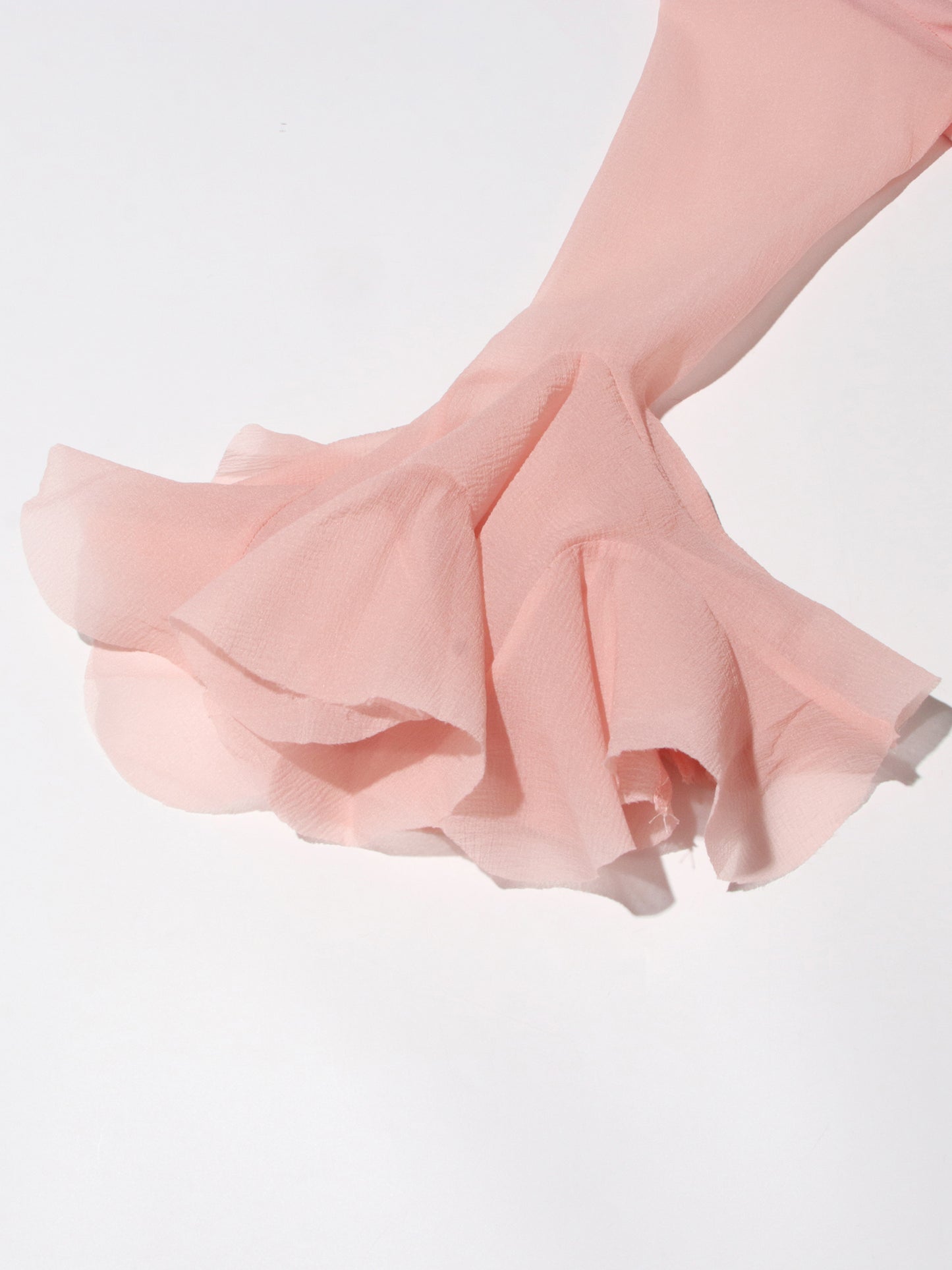 Pink Bell Sleeve Ruffled Long Dress with Button Front