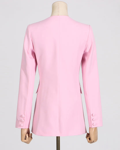 Pink Blazer with 3D Rose Accent