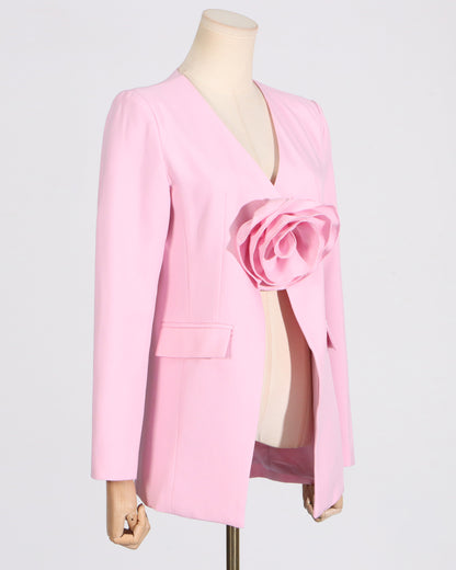 Pink Blazer with 3D Rose Accent