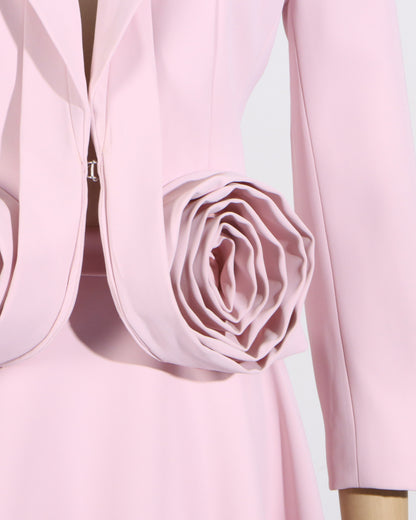 Pink Blazer with 3D Rose Accents