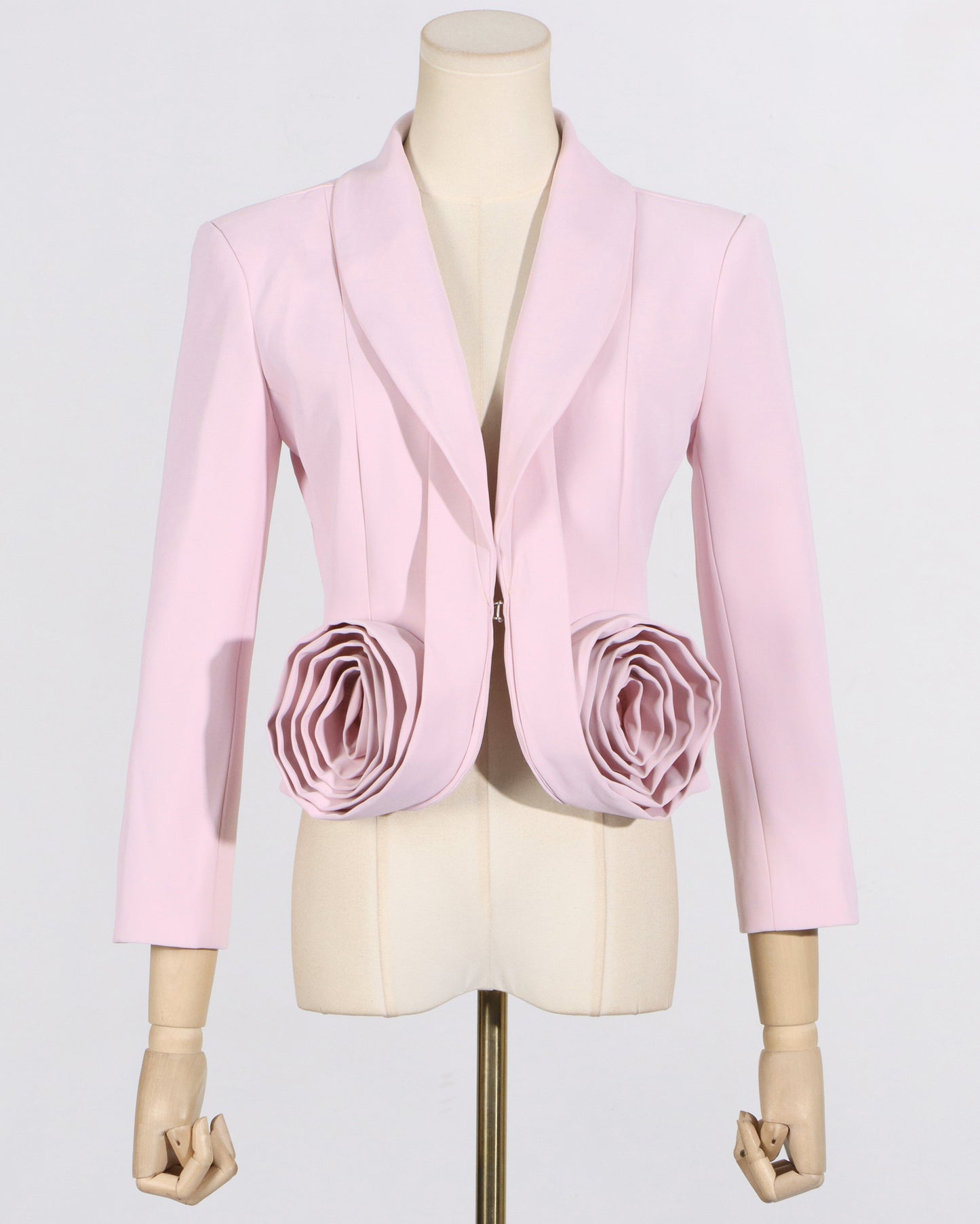 Pink Blazer with 3D Rose Accents