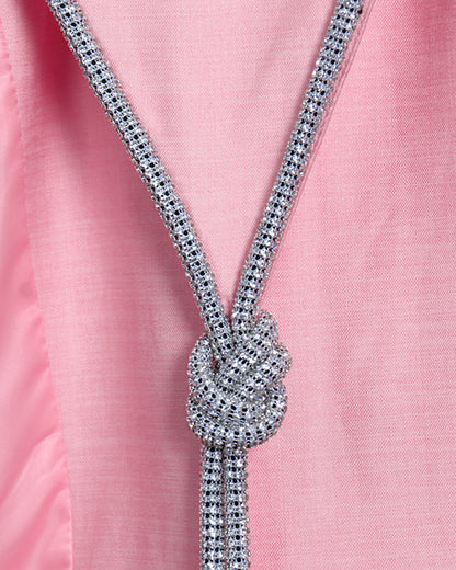 Pink Blazer with Crystal-Trimmed Cutout Back