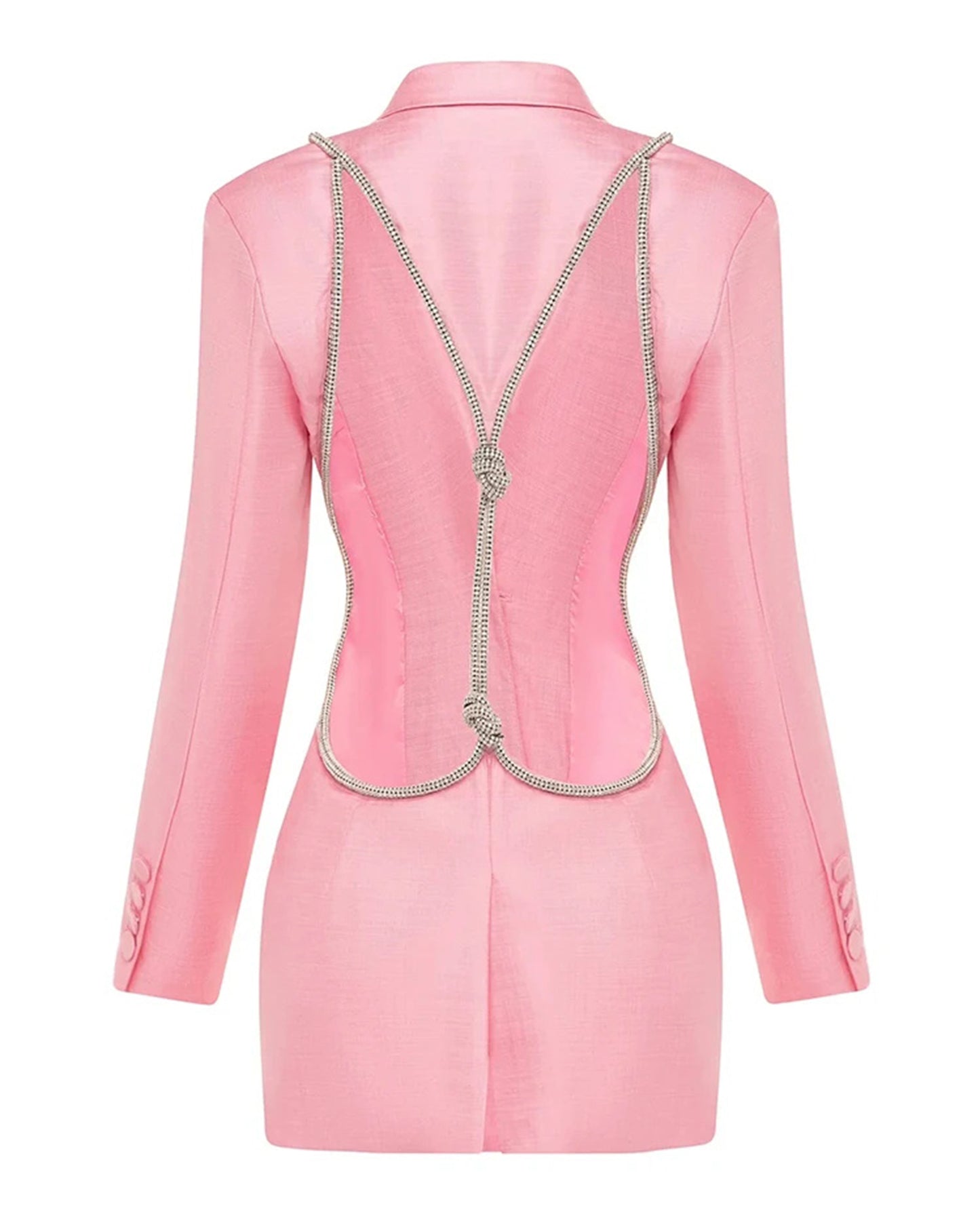 Pink Blazer with Crystal-Trimmed Cutout Back
