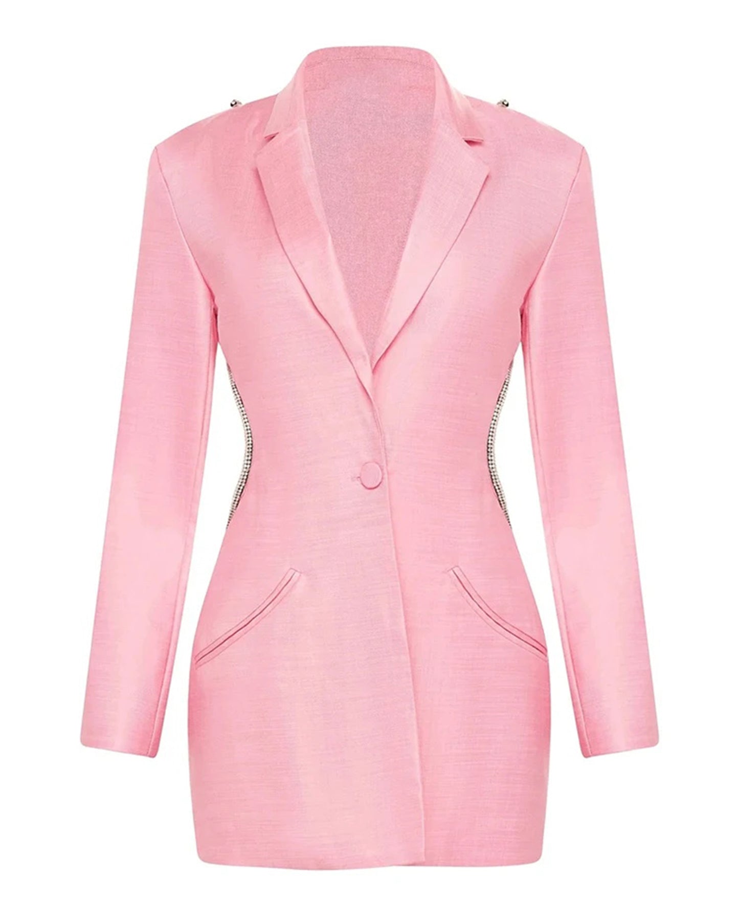 Pink Blazer with Crystal-Trimmed Cutout Back