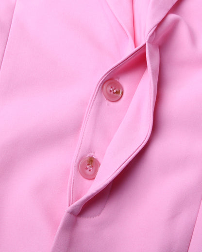 Pink Blazer with Pearl Belt & Pleated Waist