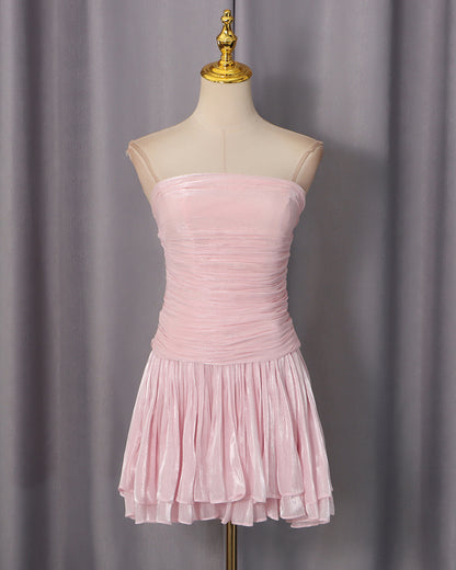 Pink Cape & Strapless Dress Two-Piece Set