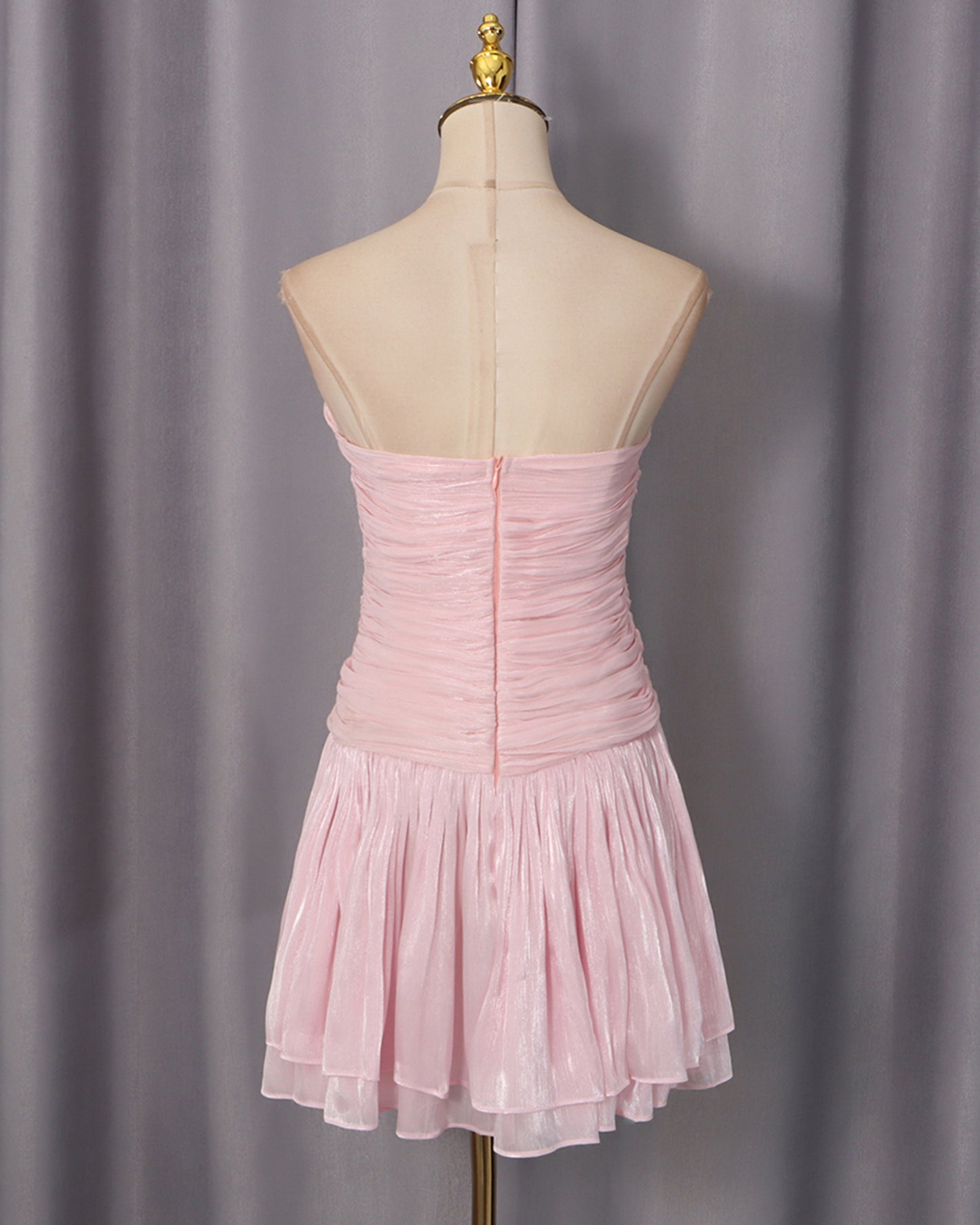 Pink Cape & Strapless Dress Two-Piece Set