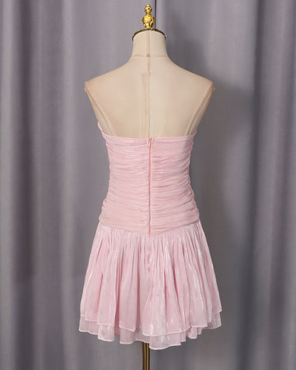 Pink Cape & Strapless Dress Two-Piece Set