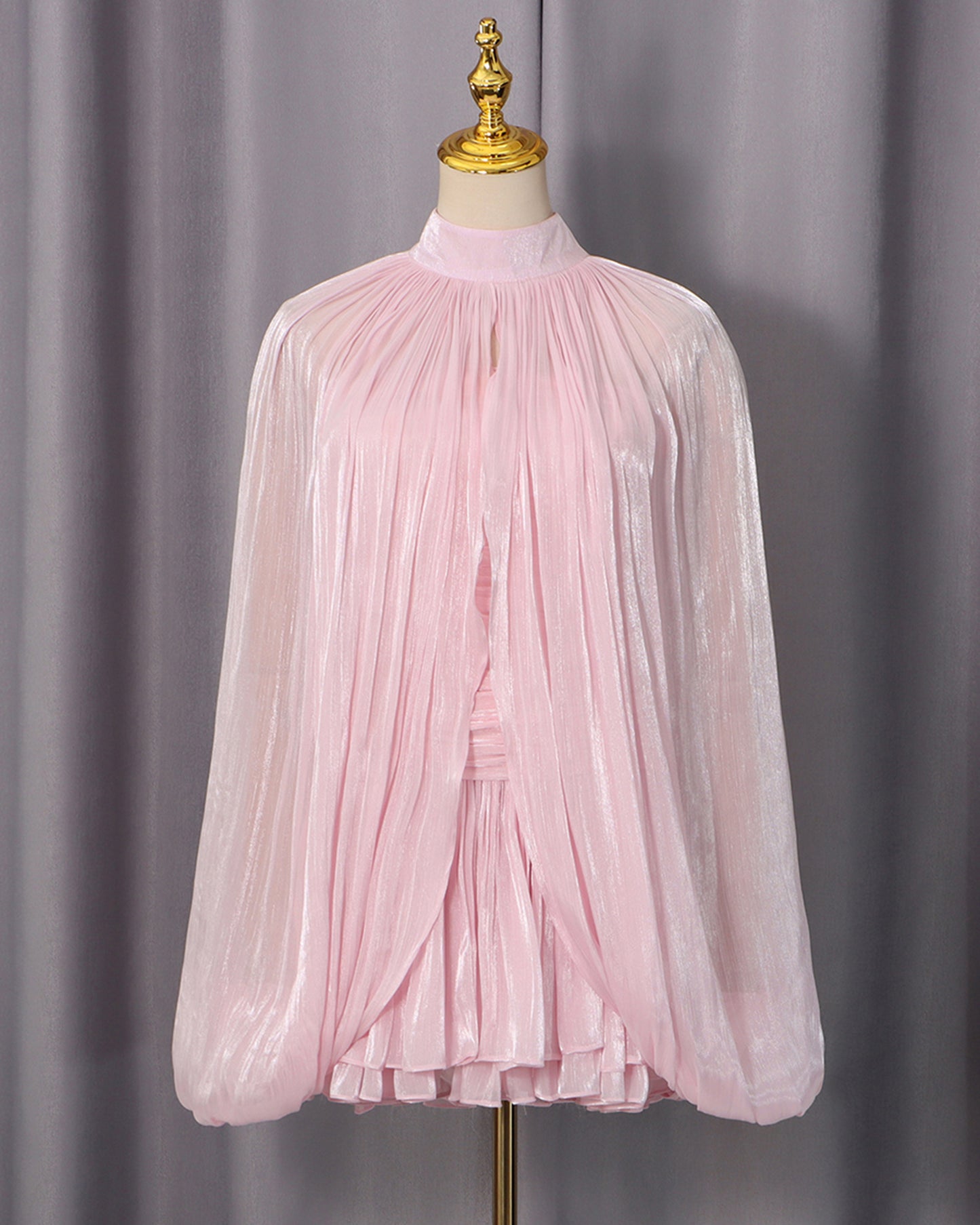 Pink Cape & Strapless Dress Two-Piece Set