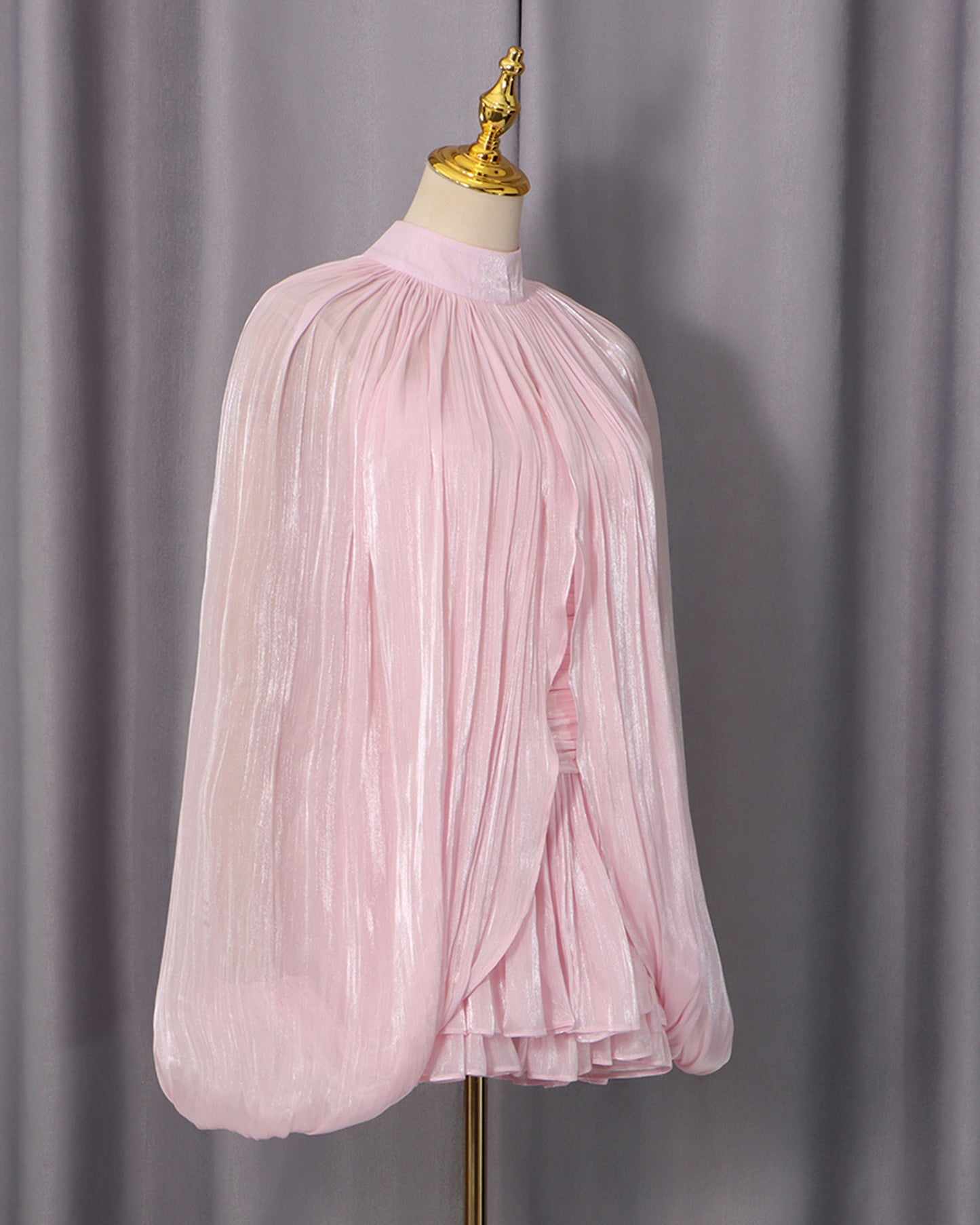 Pink Cape & Strapless Dress Two-Piece Set