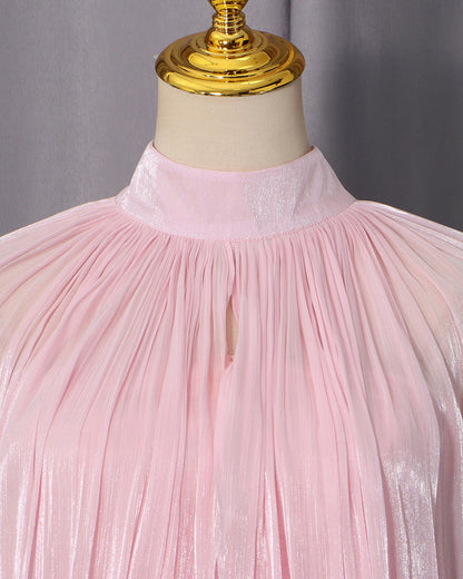 Pink Cape & Strapless Dress Two-Piece Set