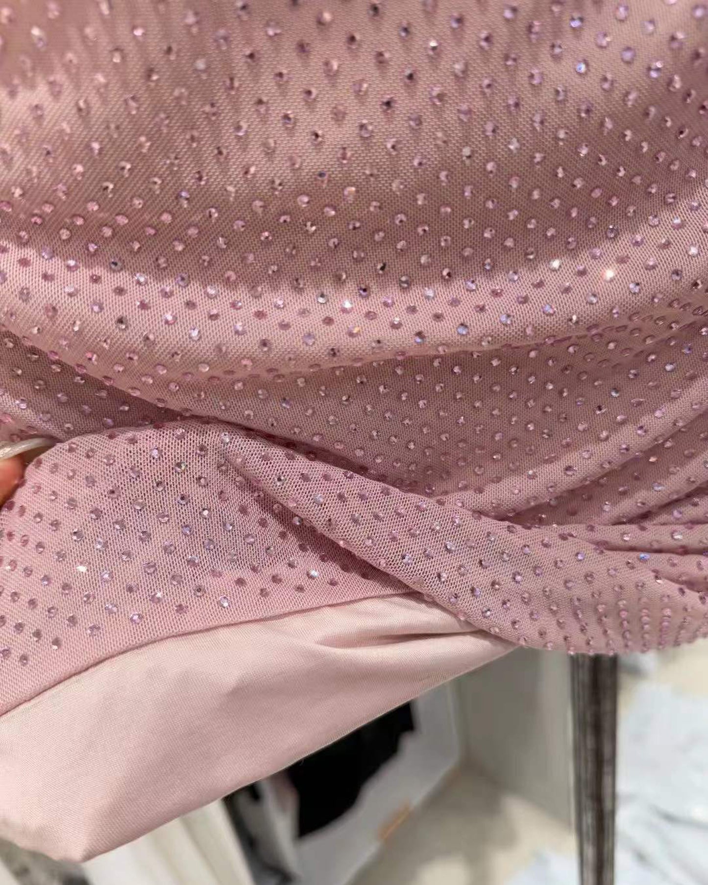 Pink Cowl Neck Rhinestone Bow Ruched Mini Dress