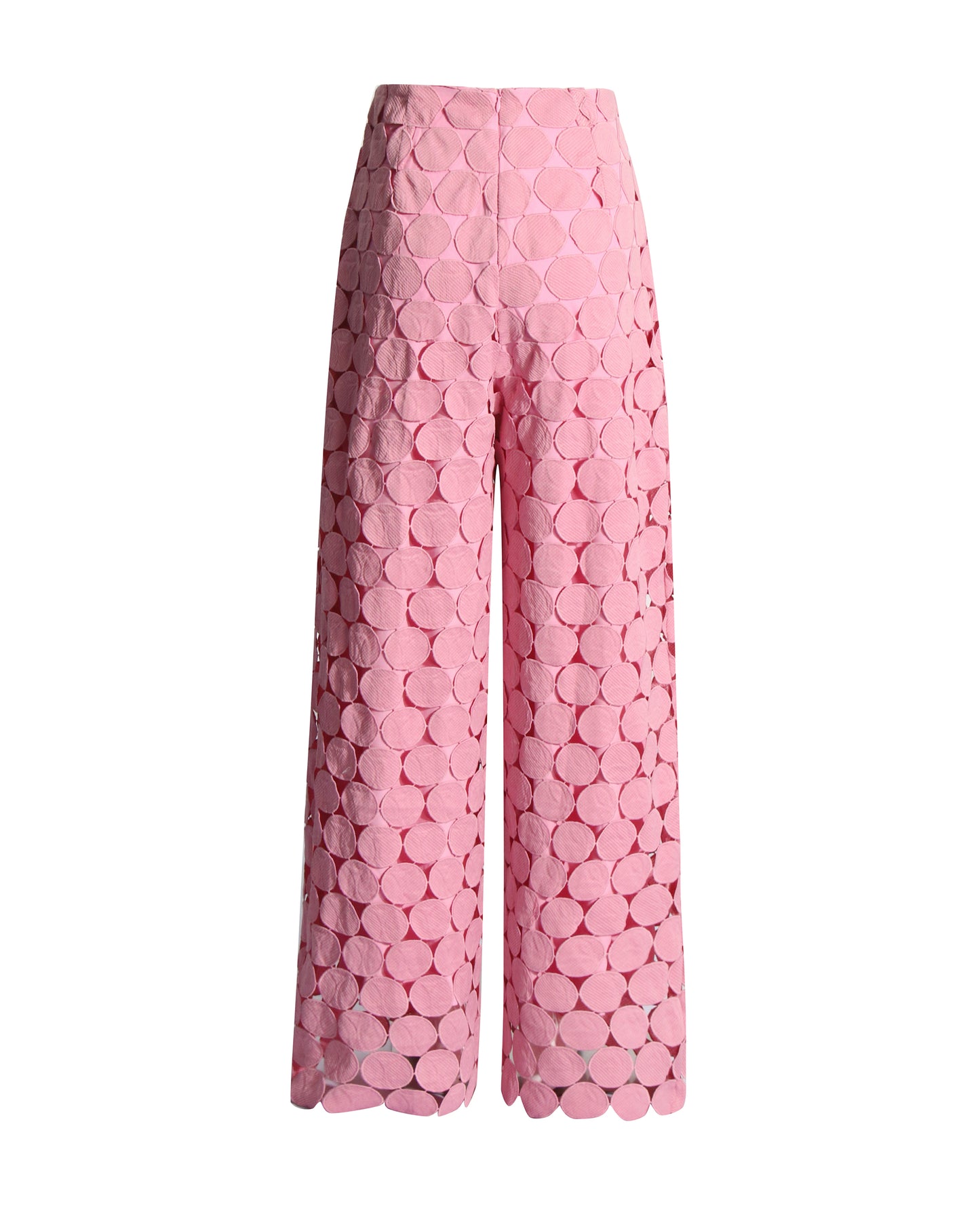 Pink Cutout Circle Wide-Leg Pants