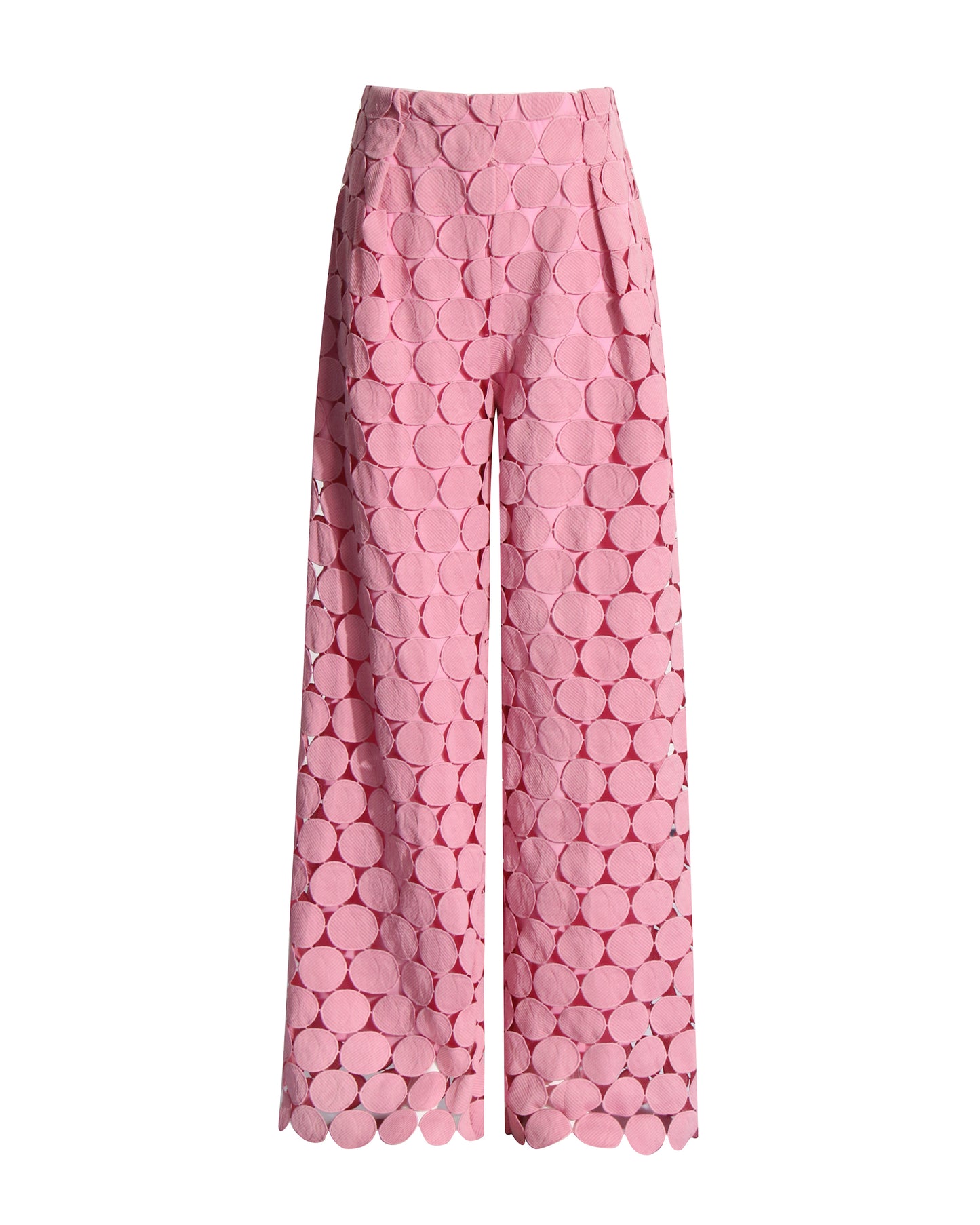 Pink Cutout Circle Wide-Leg Pants