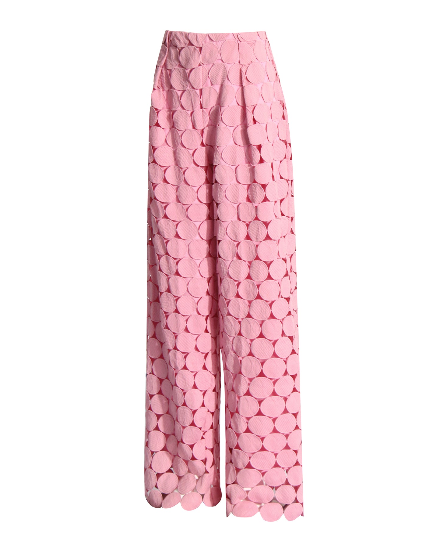 Pink Cutout Circle Wide-Leg Pants