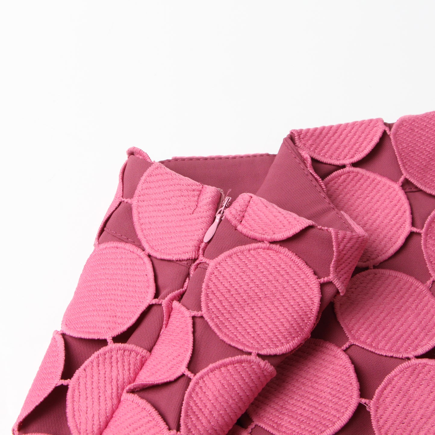 Pink Disc-Embellished Fringe Midi Skirt