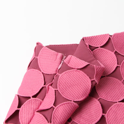 Pink Disc-Embellished Fringe Midi Skirt