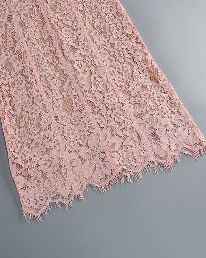 Pink Lace Corset Midi Slip Dress